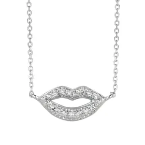0.09 Carat Natural Diamond Lips Necklace 14K White Gold G SI