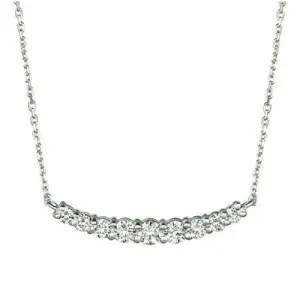 0.50 Carat Natural Diamond Necklace 14K White Gold G SI 9 stones 18 inches