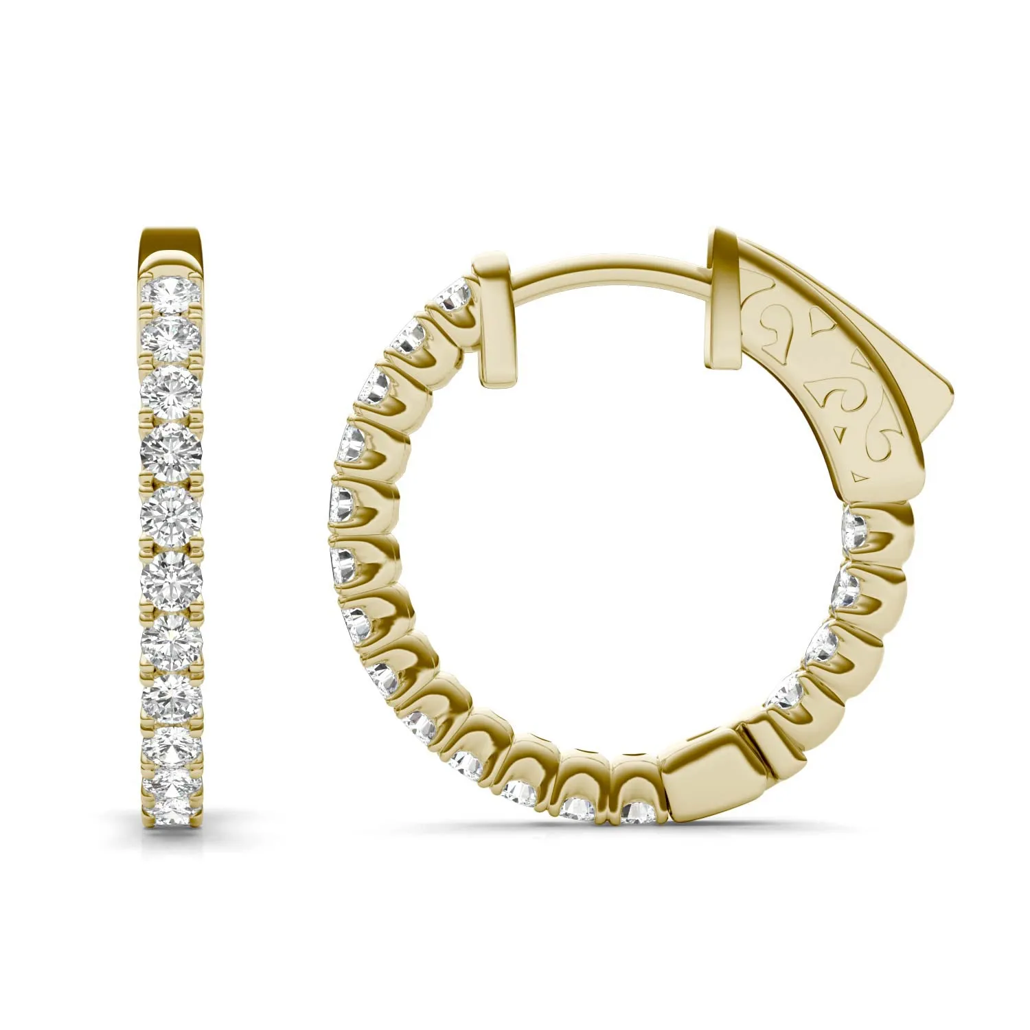 0.68 CTW DEW Moissanite Inside-Out Hoop Earrings in 14K Yellow Gold