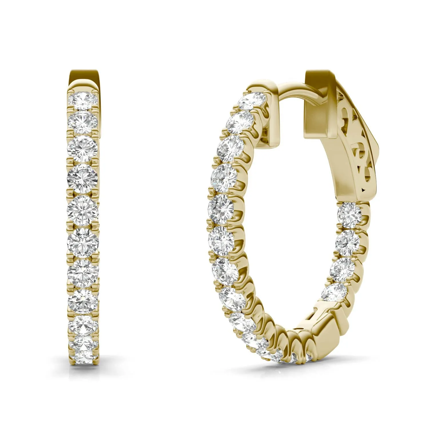 0.68 CTW DEW Moissanite Inside-Out Hoop Earrings in 14K Yellow Gold
