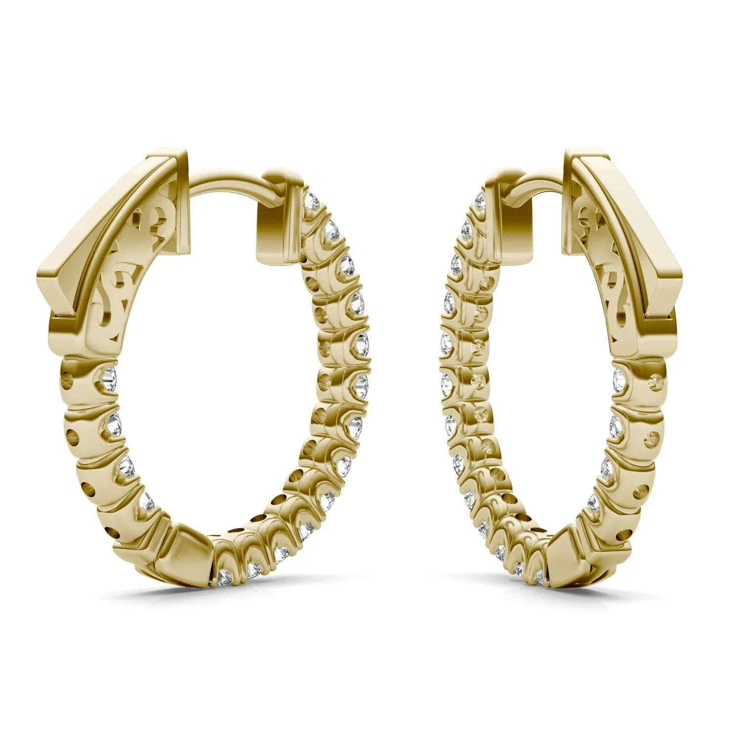 0.68 CTW DEW Moissanite Inside-Out Hoop Earrings in 14K Yellow Gold