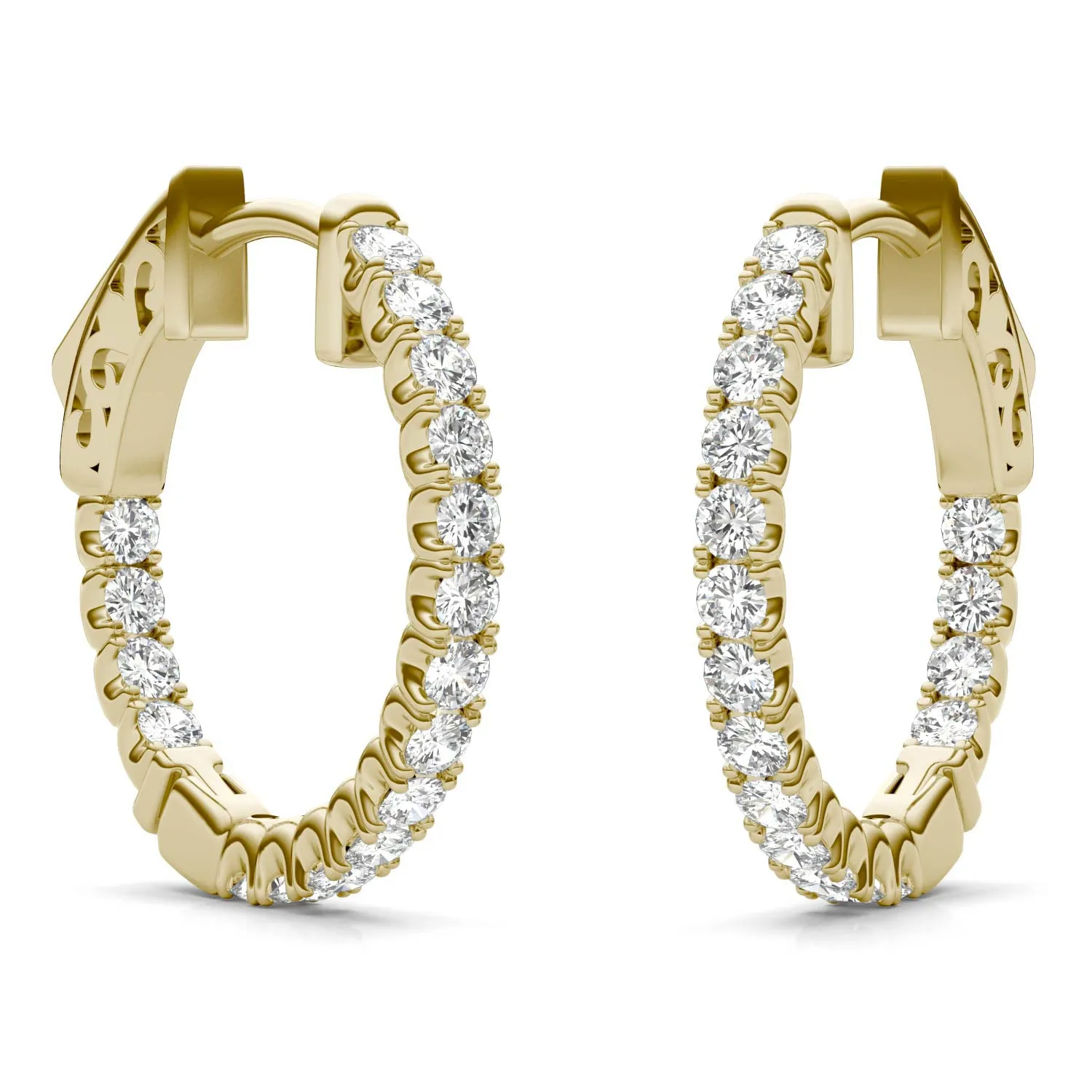 0.68 CTW DEW Moissanite Inside-Out Hoop Earrings in 14K Yellow Gold
