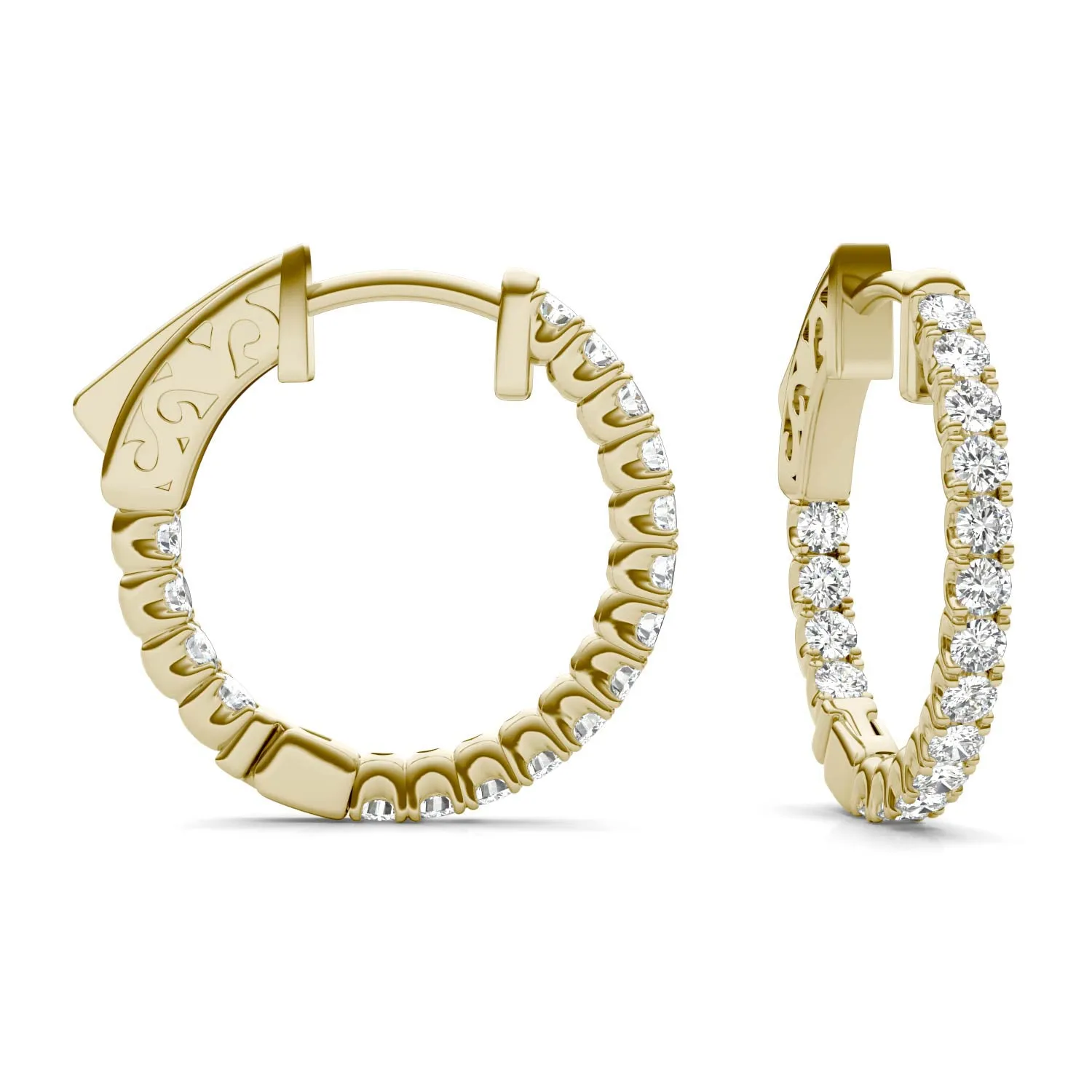 0.68 CTW DEW Moissanite Inside-Out Hoop Earrings in 14K Yellow Gold
