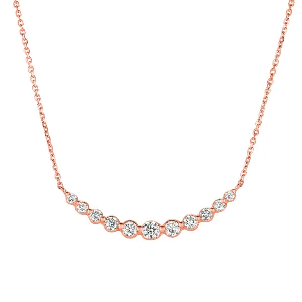 0.75 Carat Natural Diamond Necklace 14K Rose Gold G SI 18 inches chain