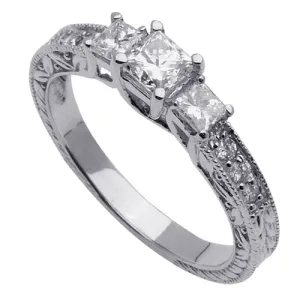 0.90ct 14K or 18K White Gold Diamond Ring