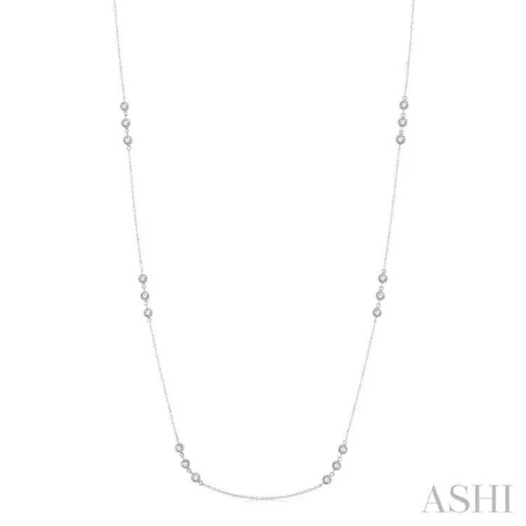 1 ctw Round Cut Diamond Station Necklace in 14K White Gold