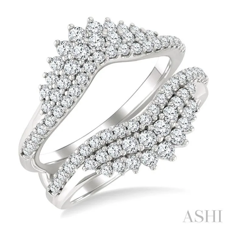 1 ctw Triple Row Round Cut Diamond Insert Ring in 14K White Gold