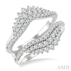 1 ctw Triple Row Round Cut Diamond Insert Ring in 14K White Gold
