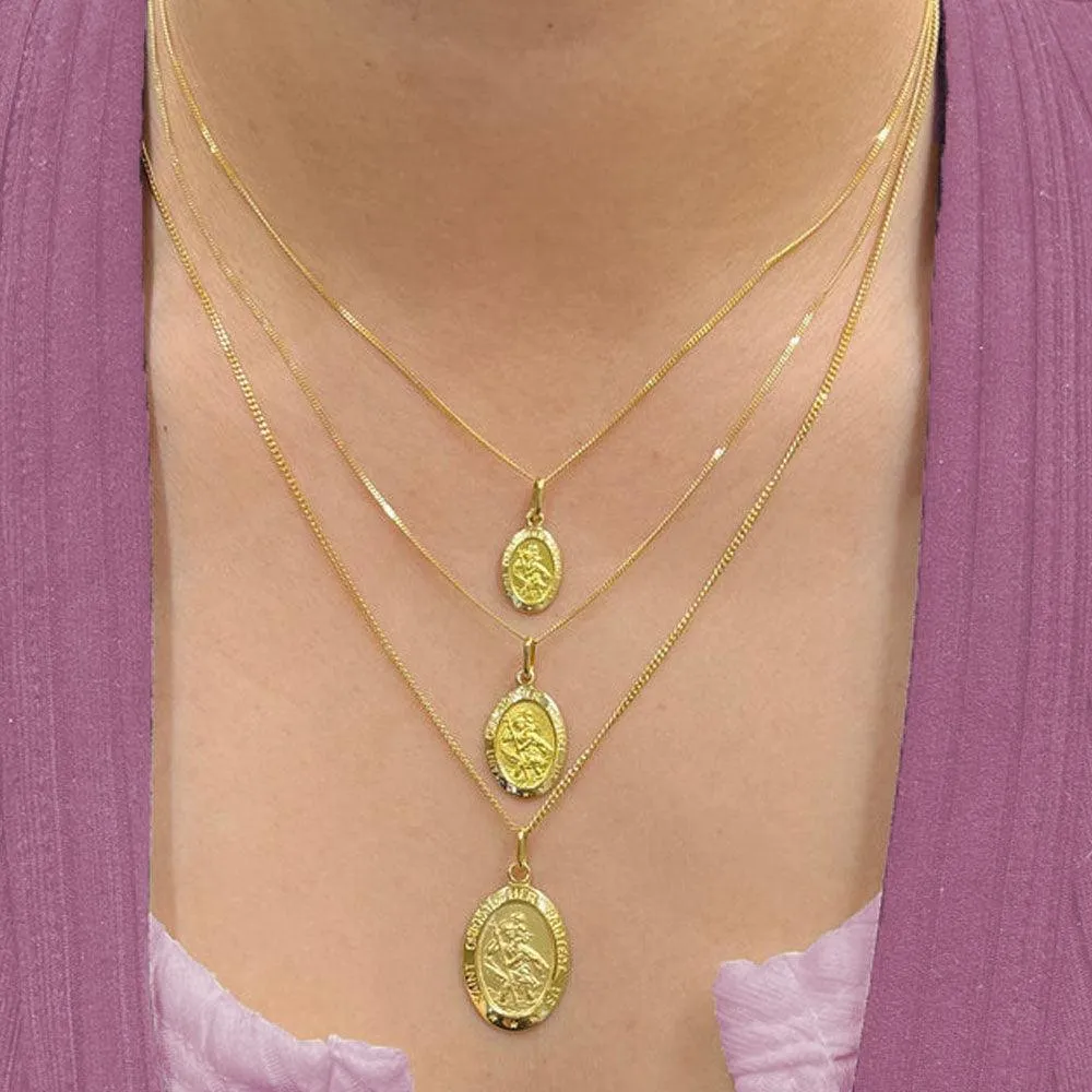 10, 14 Karat Yellow Gold Solid Saint Christopher Medallion
