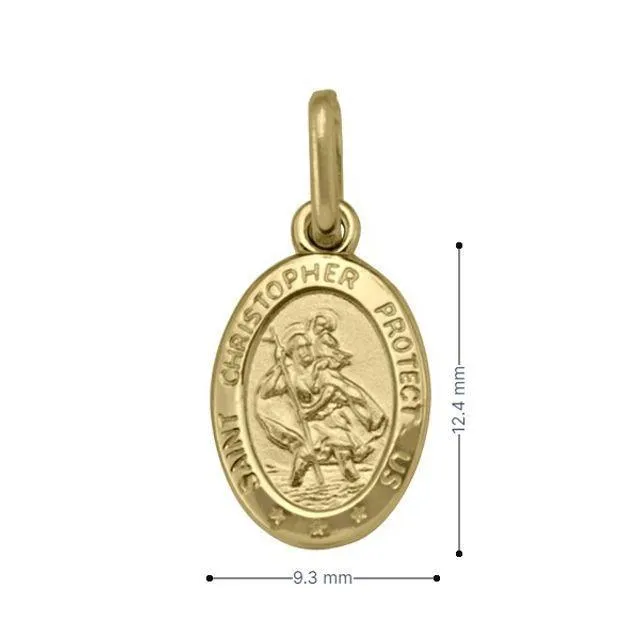 10, 14 Karat Yellow Gold Solid Saint Christopher Medallion