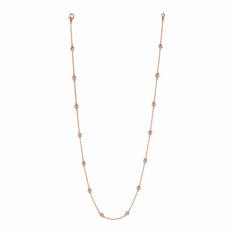 1.00 CARAT DIAMOND BY THE YARD NECKLACE G SI 14K GOLD 14 STONES 18 INCHES