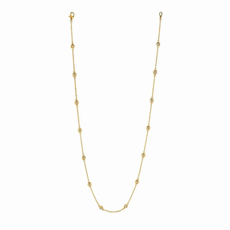 1.00 CARAT DIAMOND BY THE YARD NECKLACE G SI 14K GOLD 14 STONES 18 INCHES
