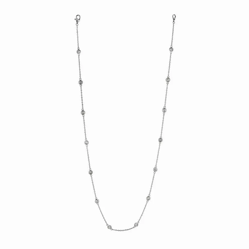 1.00 CARAT DIAMOND BY THE YARD NECKLACE G SI 14K GOLD 14 STONES 18 INCHES