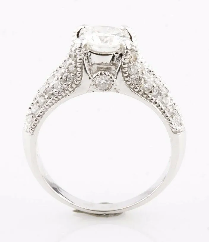 1.00 carat Round Brilliant Diamond 18k White Gold Engagement Ring Size 6.5