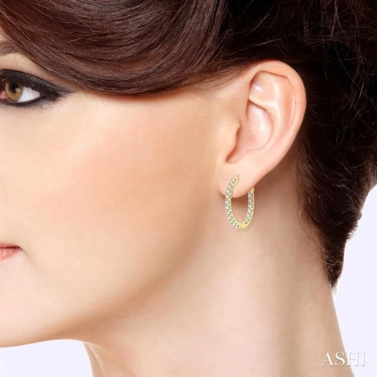1.00 ctw Inside-Out Round Cut Diamond Hoop Earrings in 14K Yellow Gold