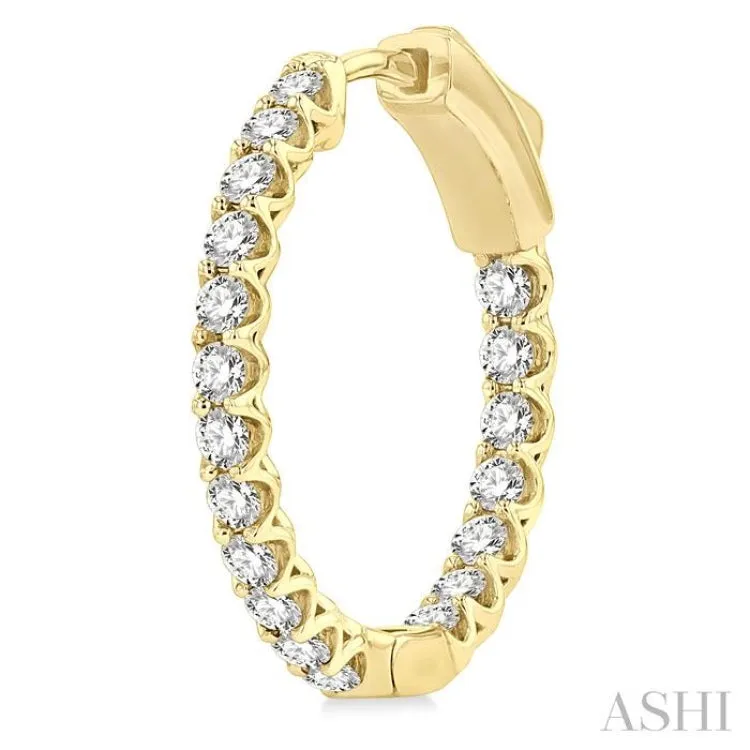 1.00 ctw Inside-Out Round Cut Diamond Hoop Earrings in 14K Yellow Gold