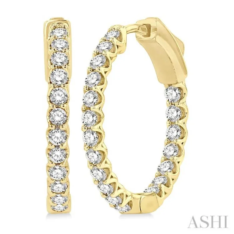 1.00 ctw Inside-Out Round Cut Diamond Hoop Earrings in 14K Yellow Gold
