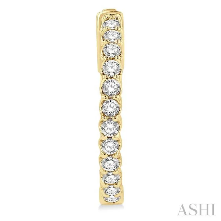 1.00 ctw Inside-Out Round Cut Diamond Hoop Earrings in 14K Yellow Gold
