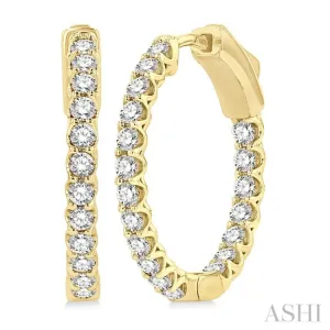 1.00 ctw Inside-Out Round Cut Diamond Hoop Earrings in 14K Yellow Gold