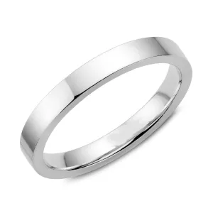 (10K, 14K, 18K) White Gold (3mm) High Polished Flat Band