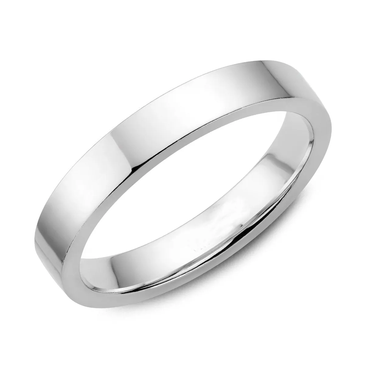 (10K, 14K, 18K) White Gold (4mm) High Polished Flat Band