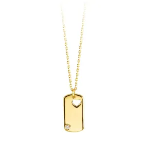 10K Yellow Gold (0.01ct) Diamond Dog Tag Necklace