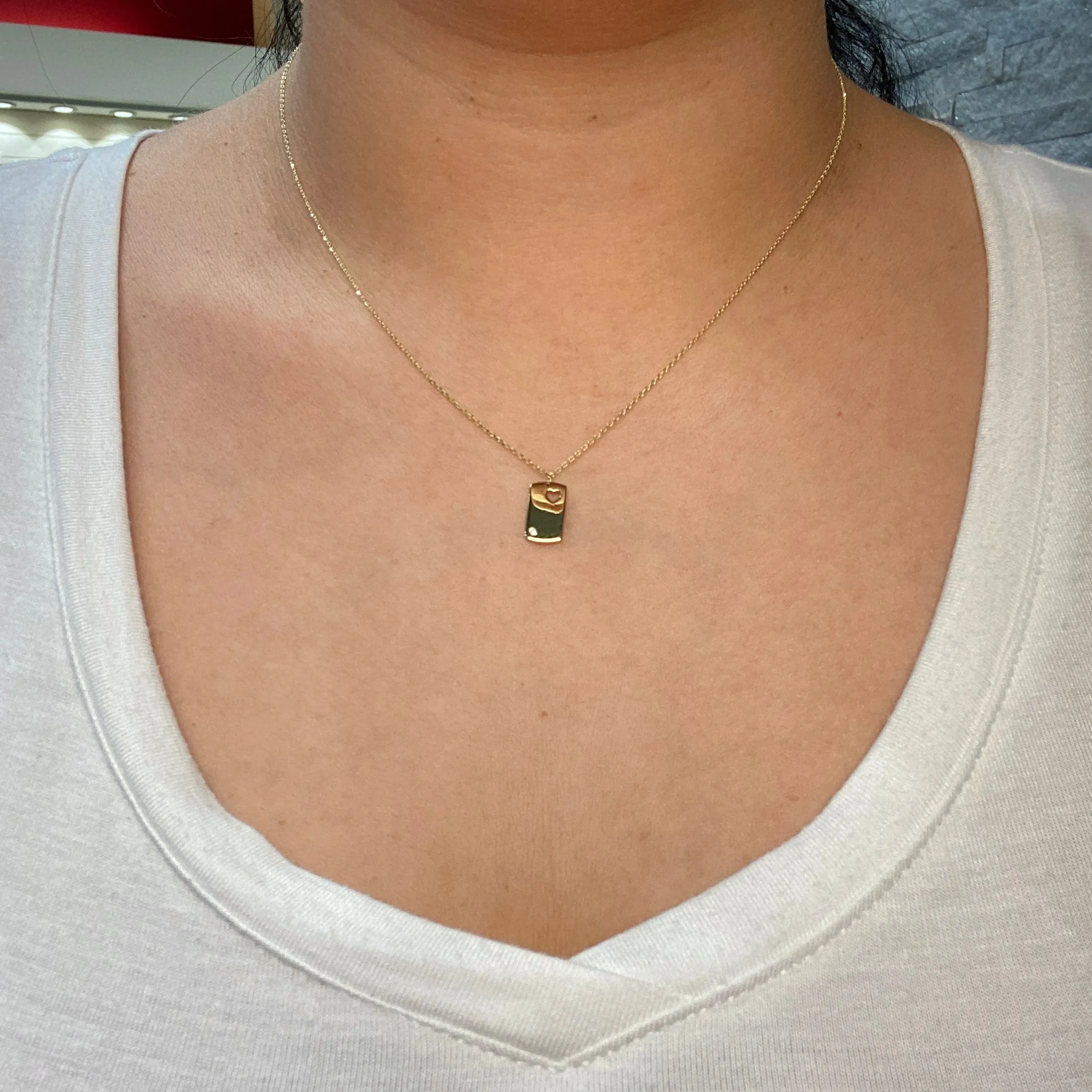 10K Yellow Gold (0.01ct) Diamond Dog Tag Necklace