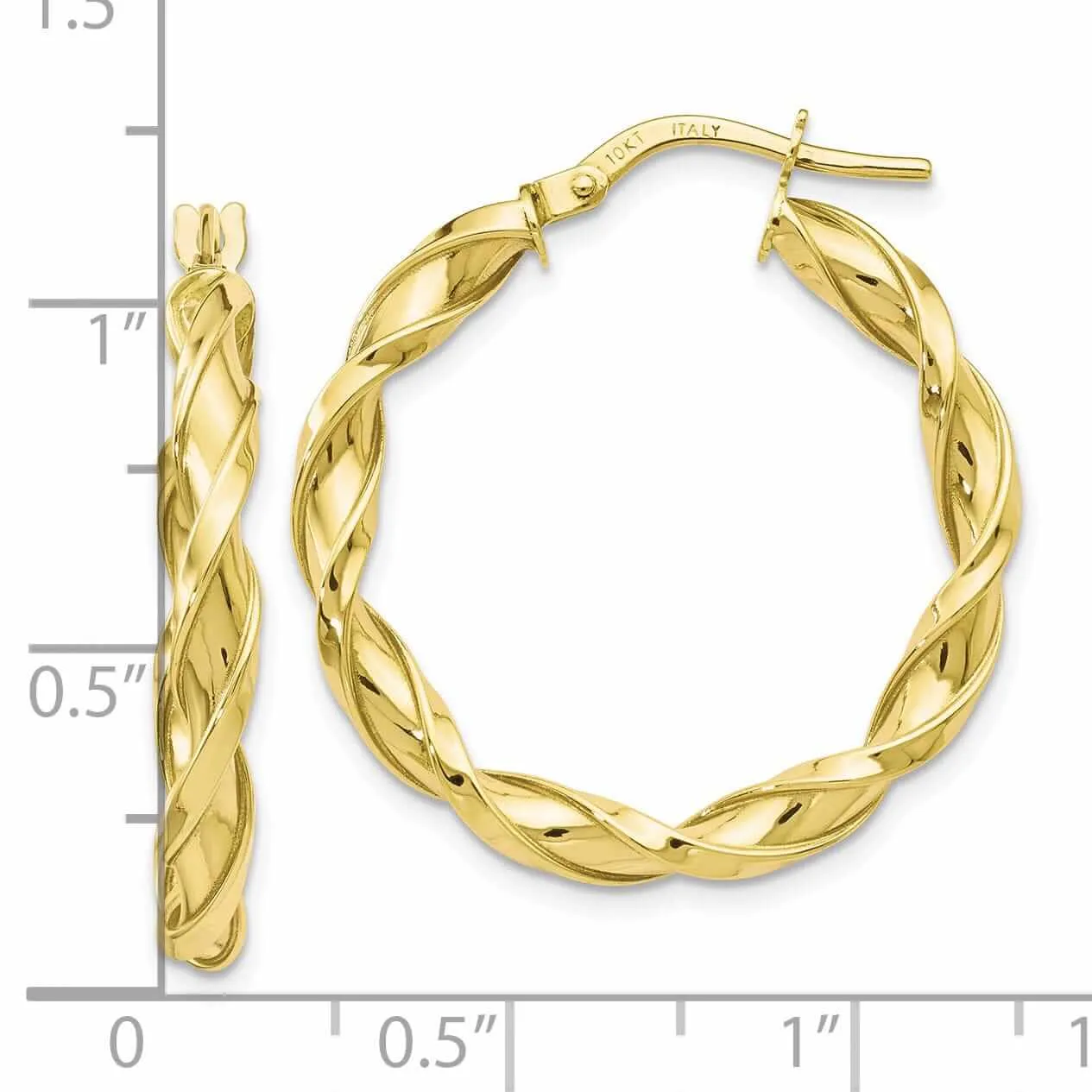 10k Yellow Gold Twisted Hoop Earrings