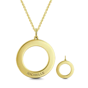 10K/14K Gold Personalized Engravable Disc Necklace Adjustable 16”-20”-White Gold/Yellow Gold/Rose Gold