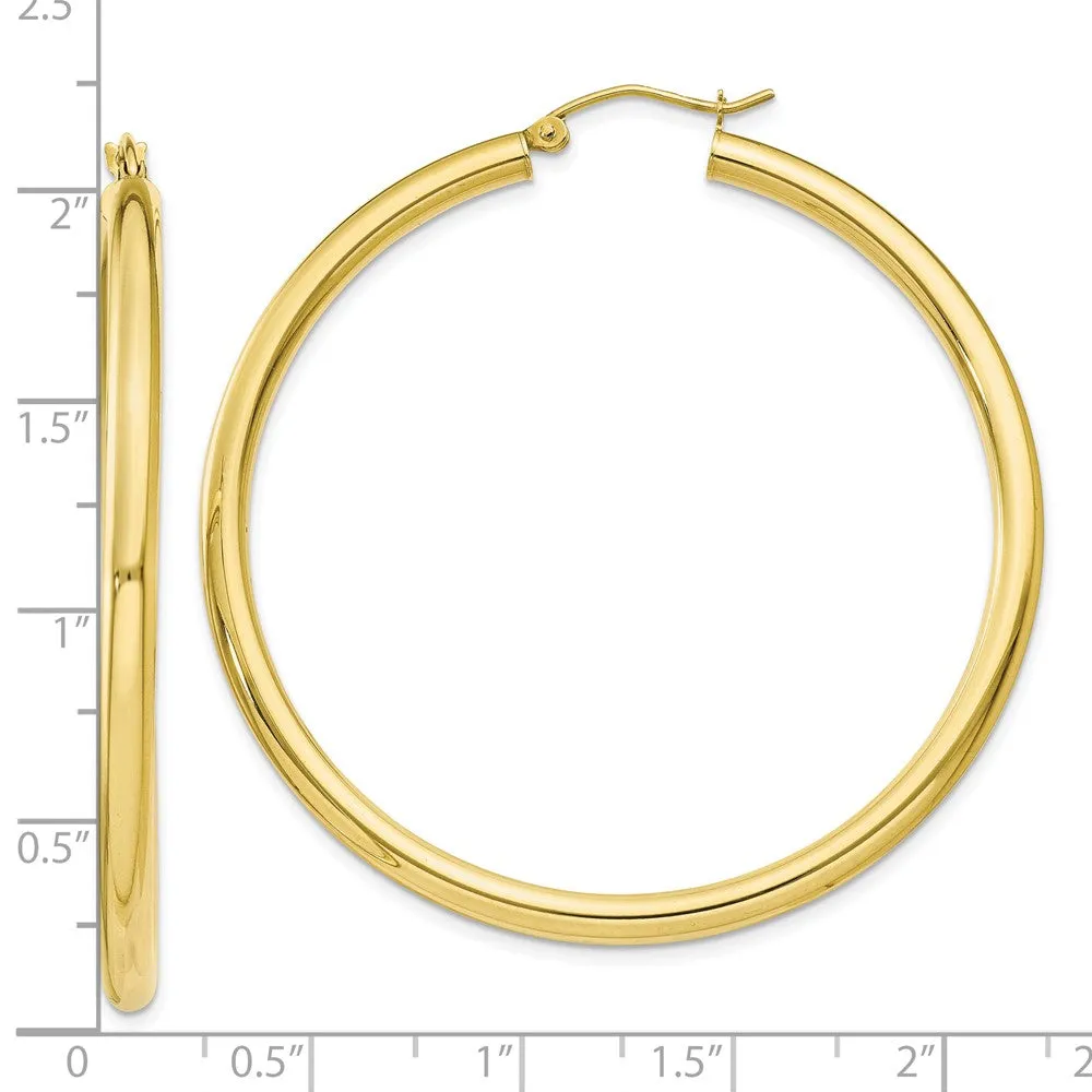 10KT Yellow Gold 45X3MM Hoop Earrings