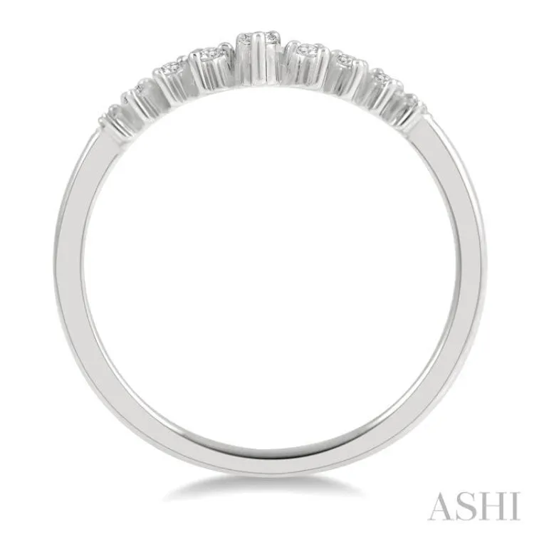 1/10 ctw Chevron Round Cut Diamond Highlighted Wedding Band in 14K White Gold