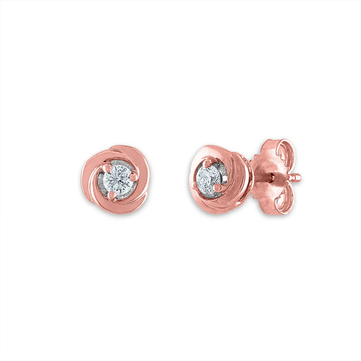 1/10 CTW Natural Diamond Stud Love Knot Earrings in 10KT Rose Gold