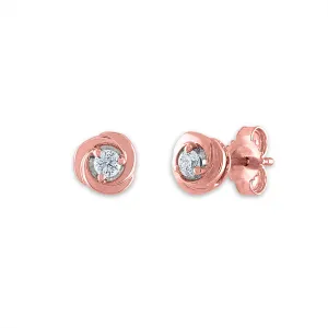 1/10 CTW Natural Diamond Stud Love Knot Earrings in 10KT Rose Gold