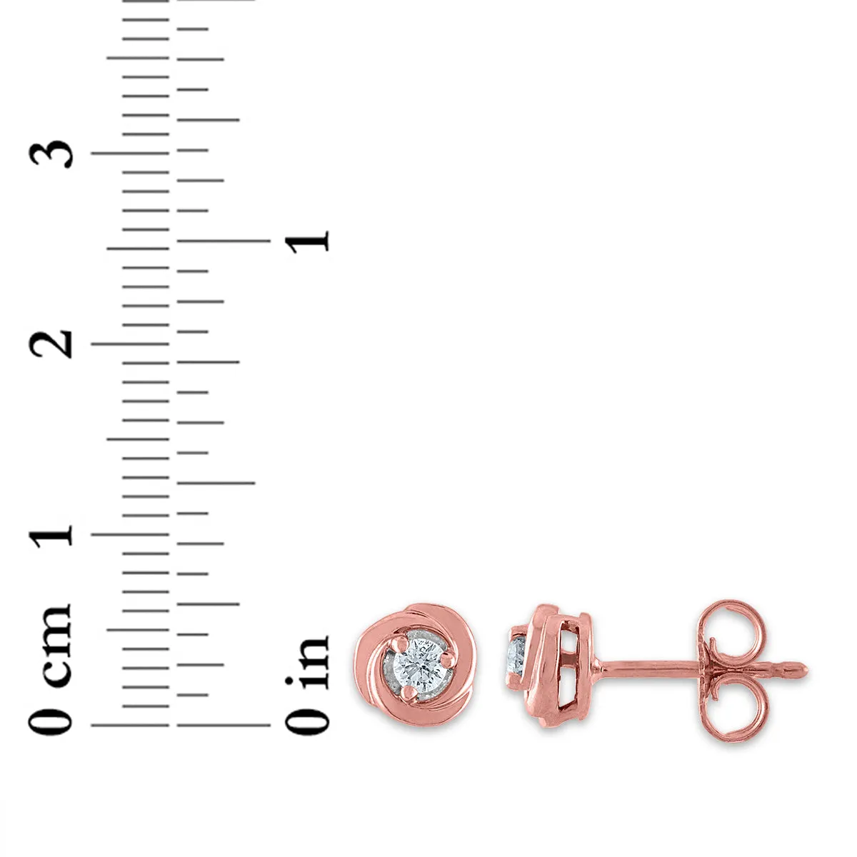1/10 CTW Natural Diamond Stud Love Knot Earrings in 10KT Rose Gold