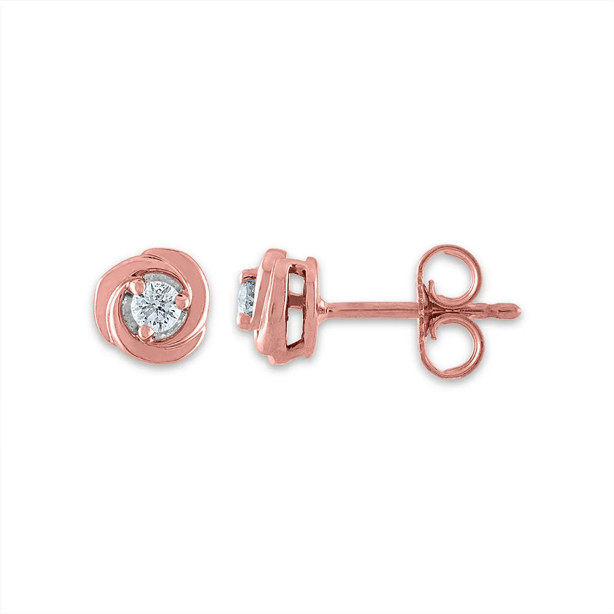1/10 CTW Natural Diamond Stud Love Knot Earrings in 10KT Rose Gold
