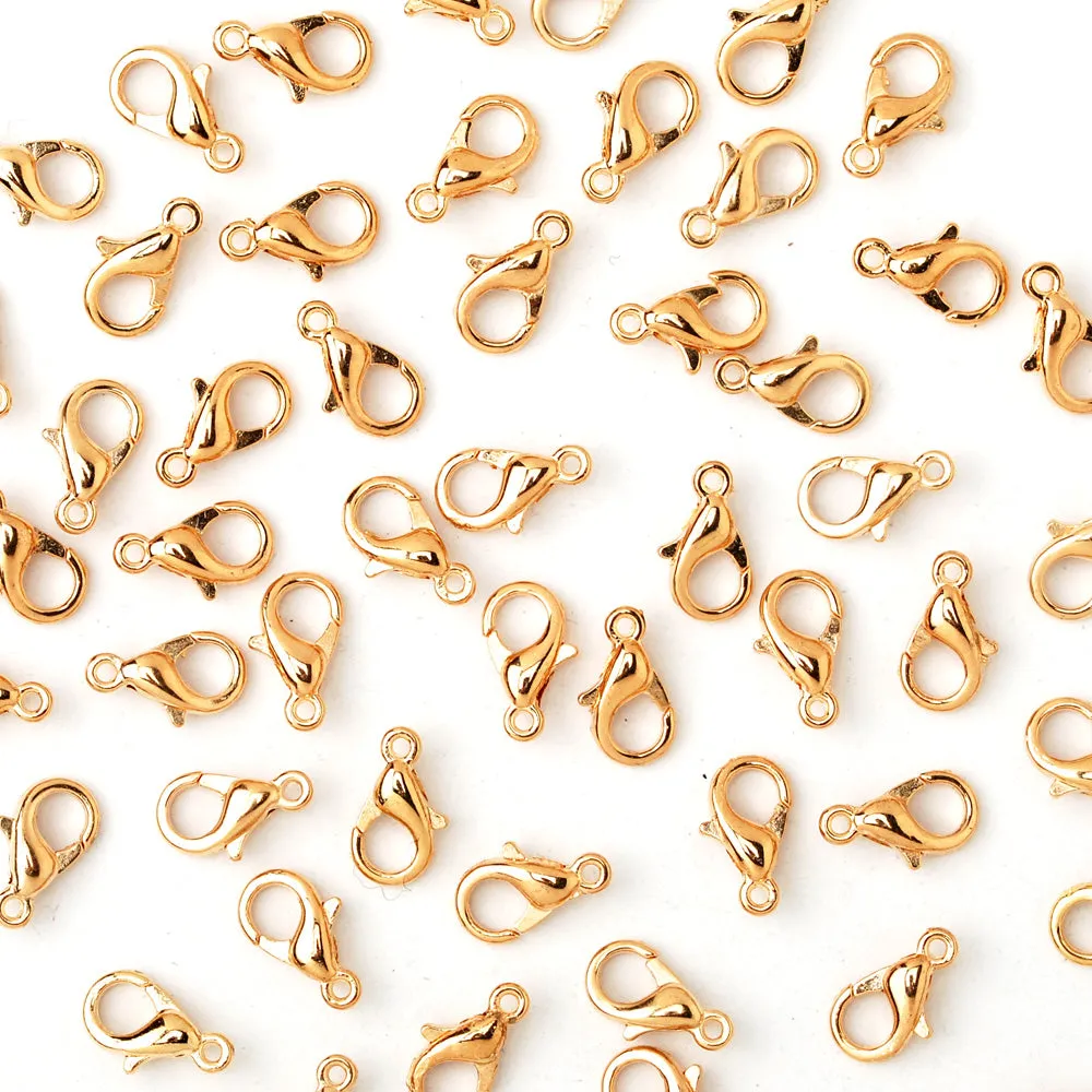 12mm Alloy Lobster Clasps Fastener Hooks Jewellery-making,KC Golden 100pcs