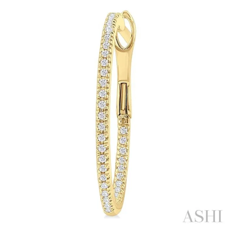 1/4 ctw Inside & Outside Round Cut Diamond Hoop Earring in 14K Yellow Gold