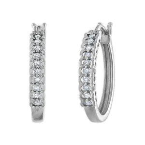 1/4 CTW Natural Diamond Hoop Earrings in Sterling Silver