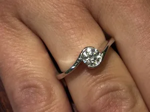 14 K White Gold Diamond Engagement Ring Bezel Set