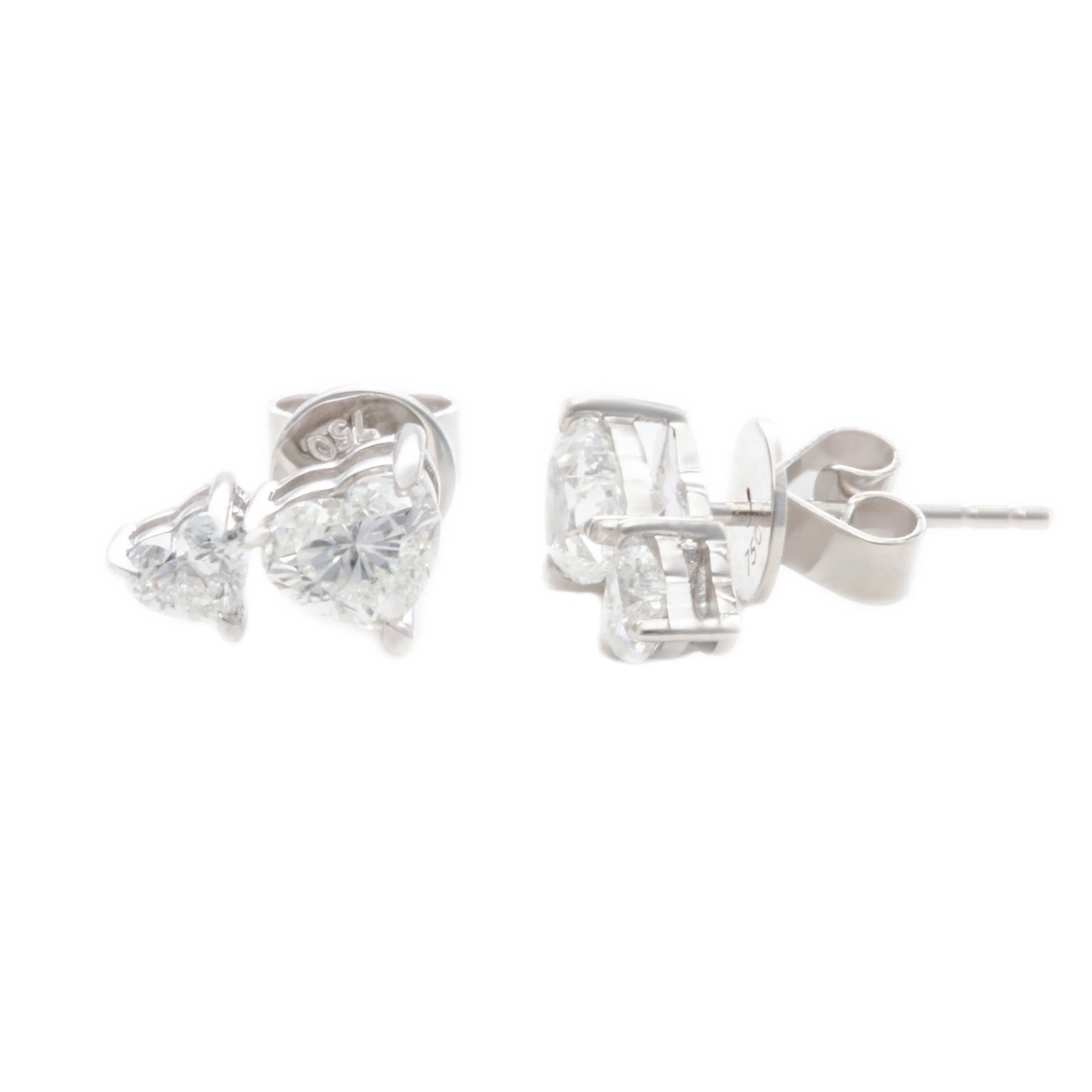 1.41ct 18k White Gold Diamond Heart Earrings