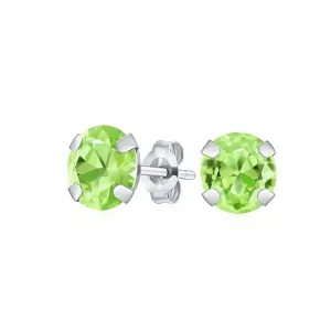 1.4CT Round Gemstone Peridot Stud Earrings Real 14K White Gold