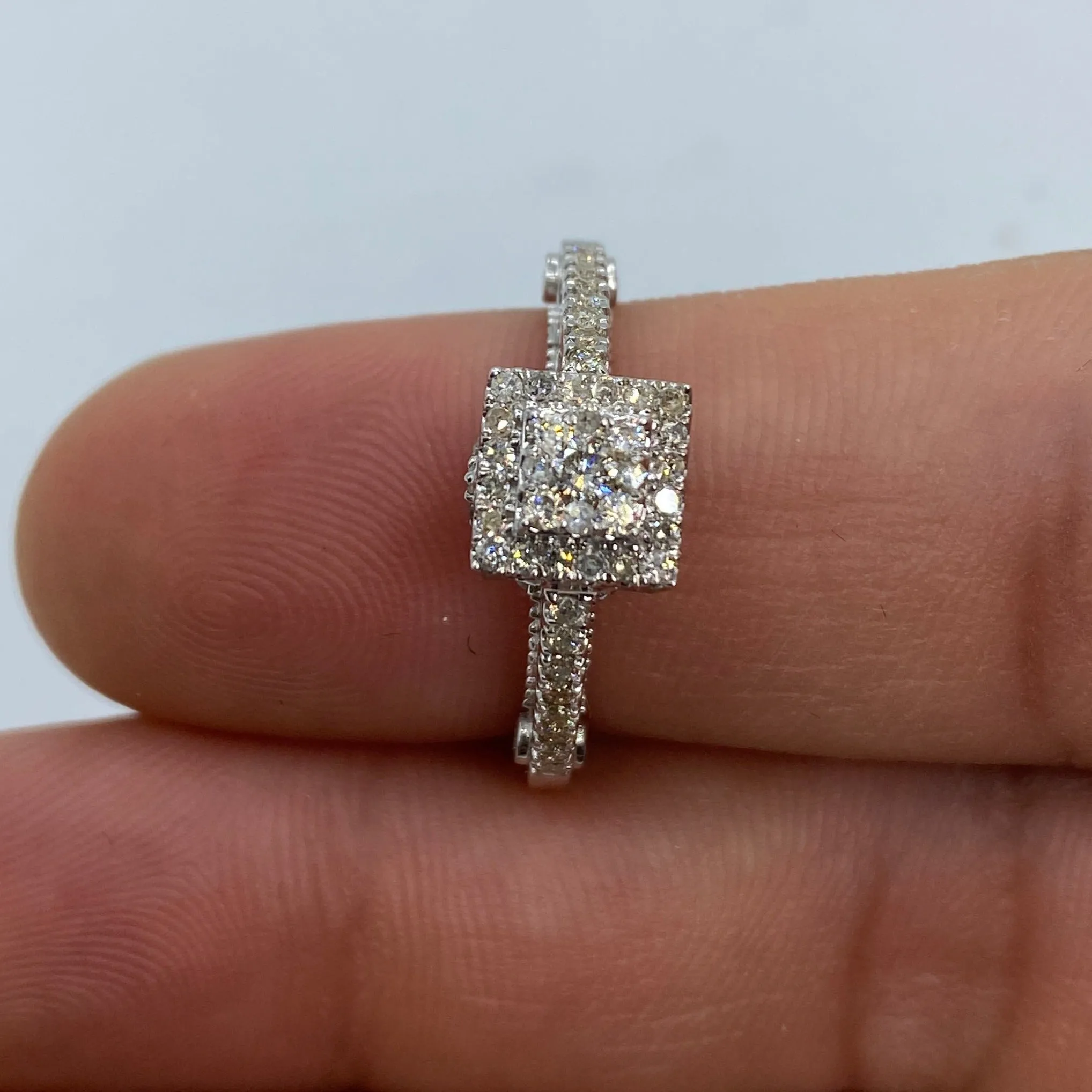 14K 3D Square Diamond Engagement Ring