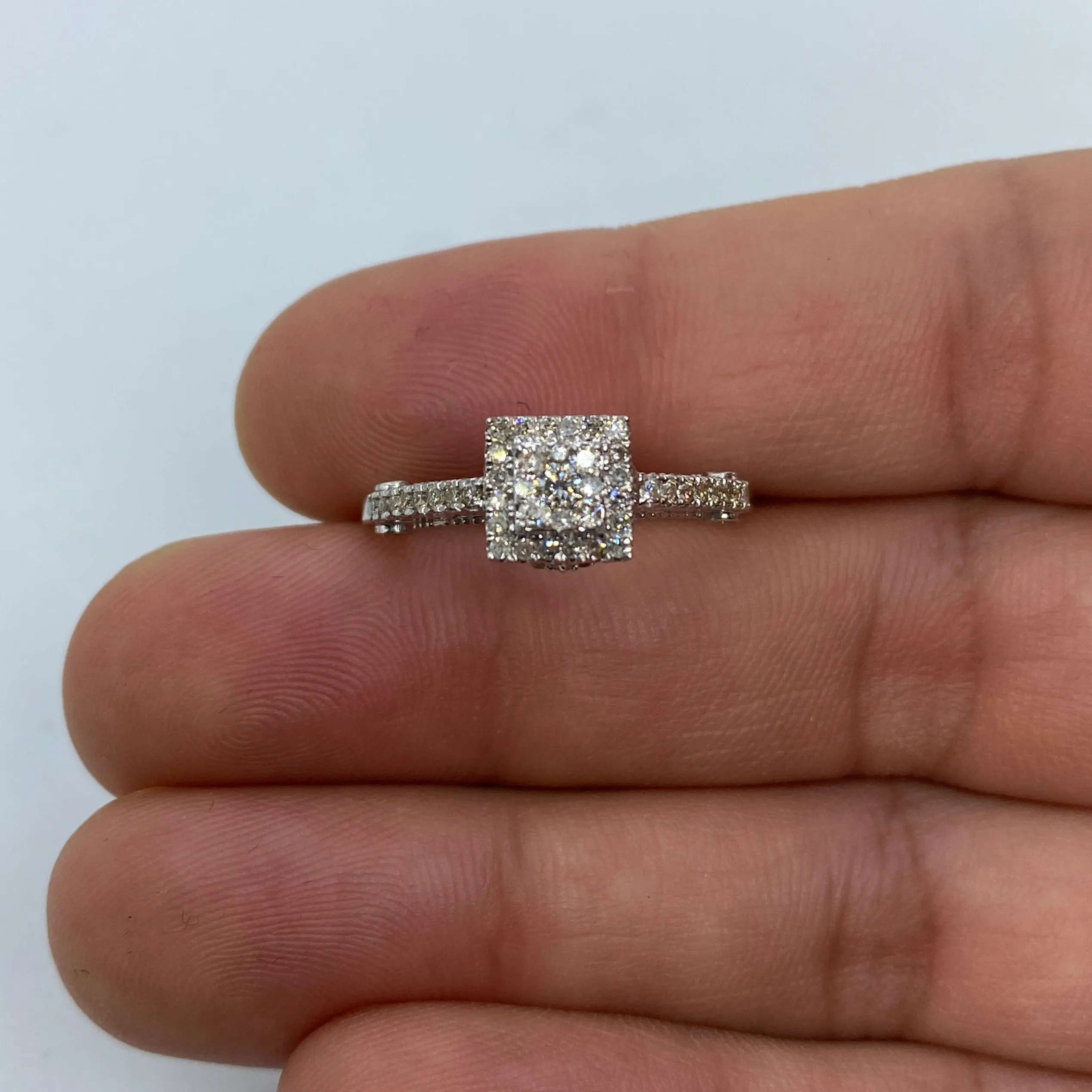 14K 3D Square Diamond Engagement Ring