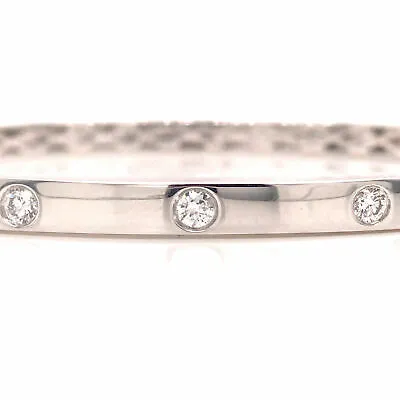 14K Diamond Bevel Bangle Bracelet White Gold