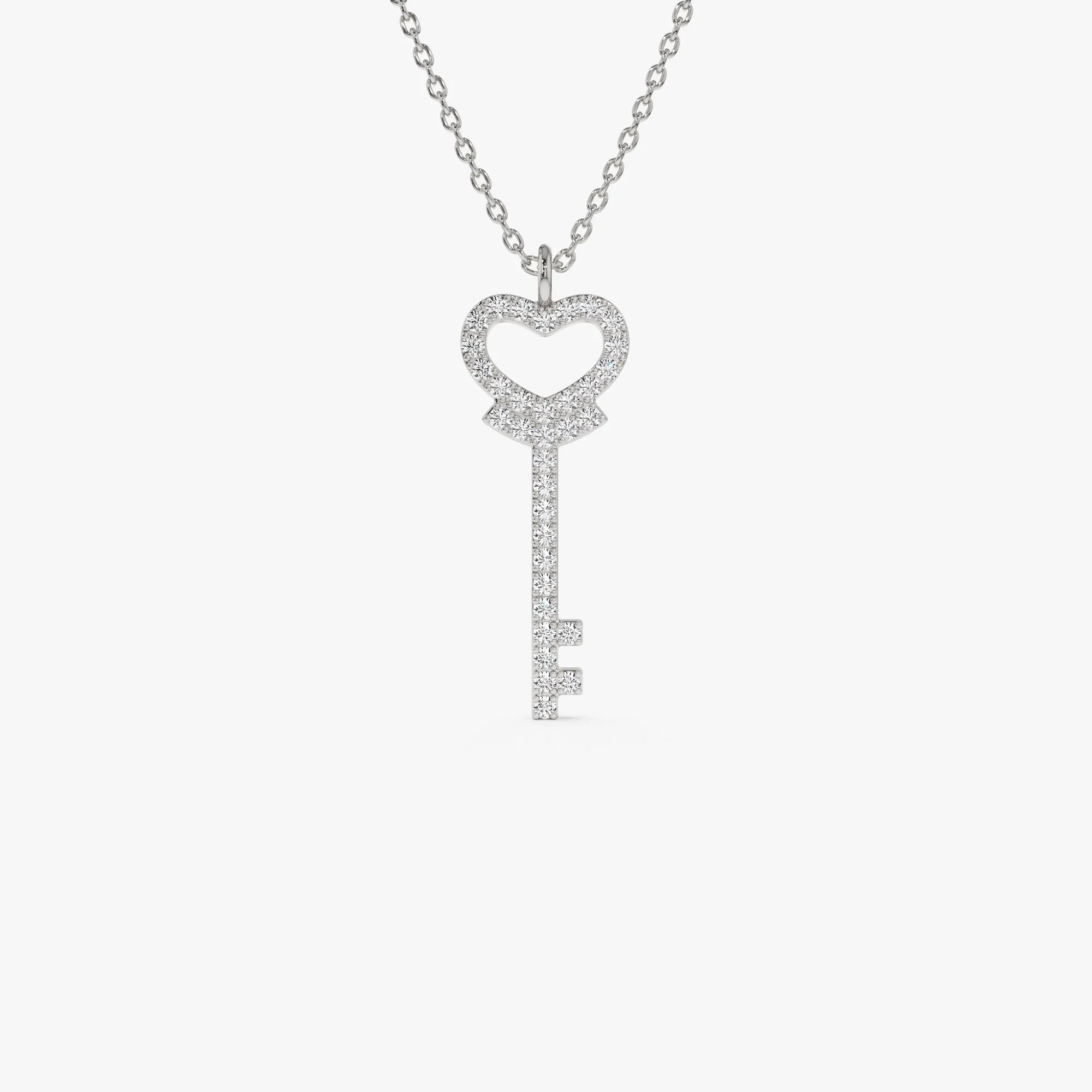 14k Diamond Heart-Key Pendant Necklace