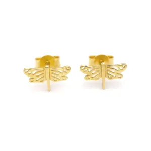 14k Dragonfly Outline Stud Earrings