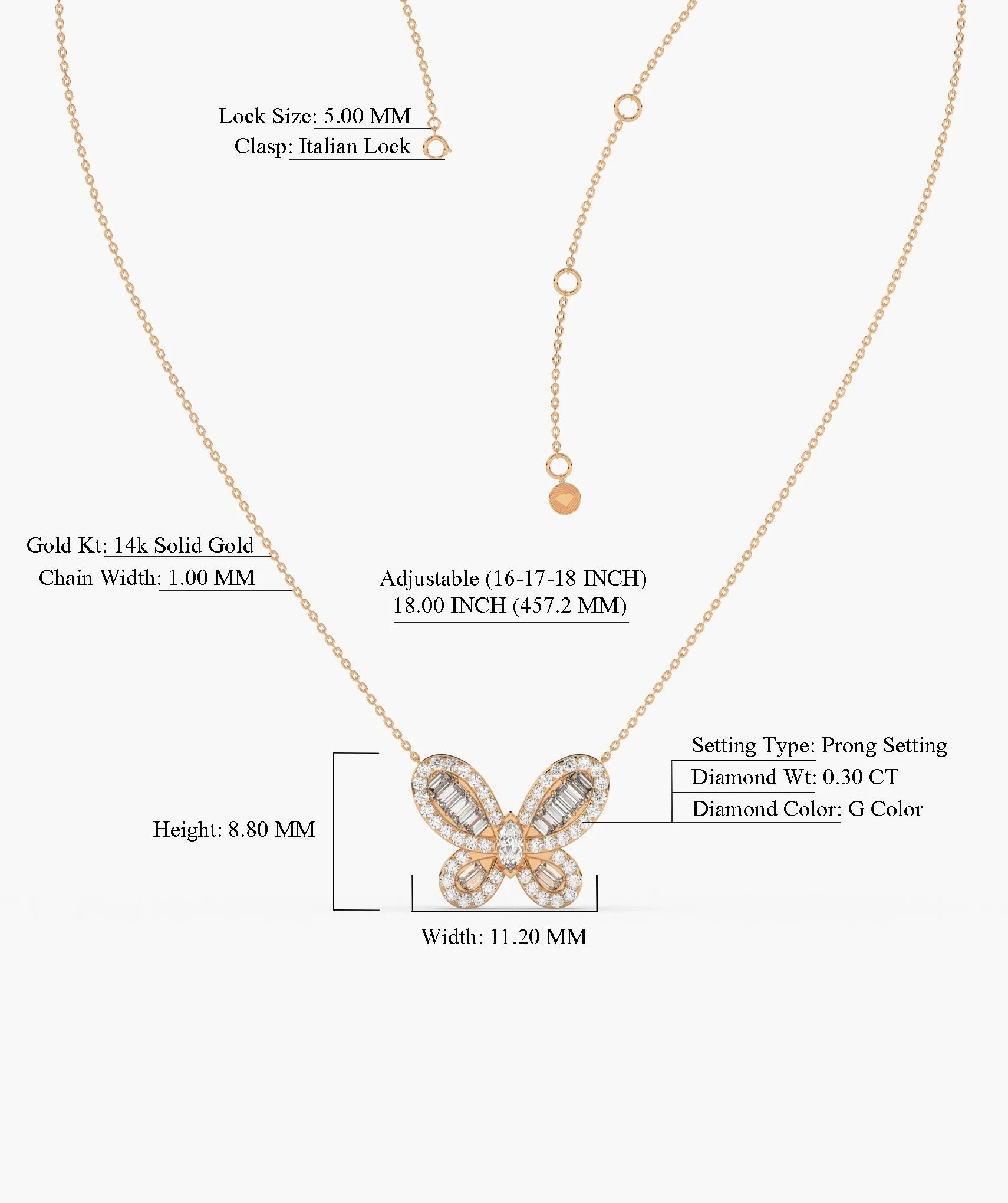 14K Gold Butterfly Diamond Pendant
