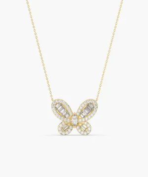 14K Gold Butterfly Diamond Pendant