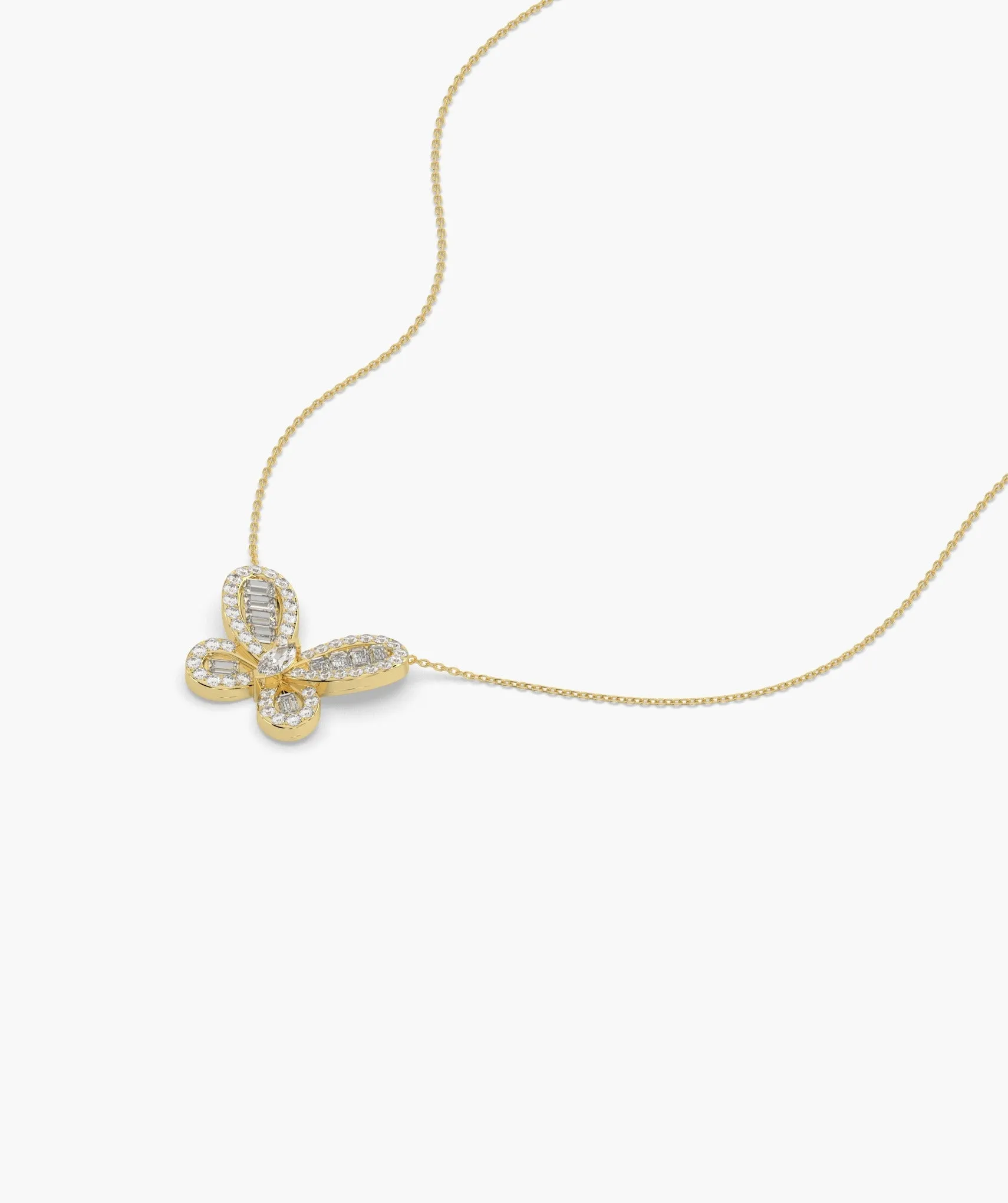14K Gold Butterfly Diamond Pendant