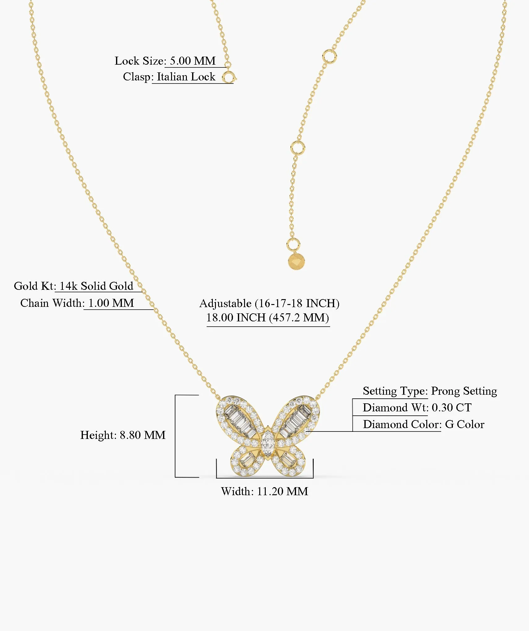 14K Gold Butterfly Diamond Pendant